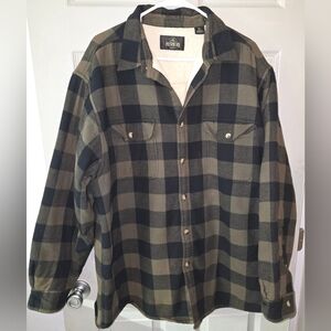 Redhead Green Buffalo Plaid Style Sherpa Lined Shirt Jacket Shaket Men's XL